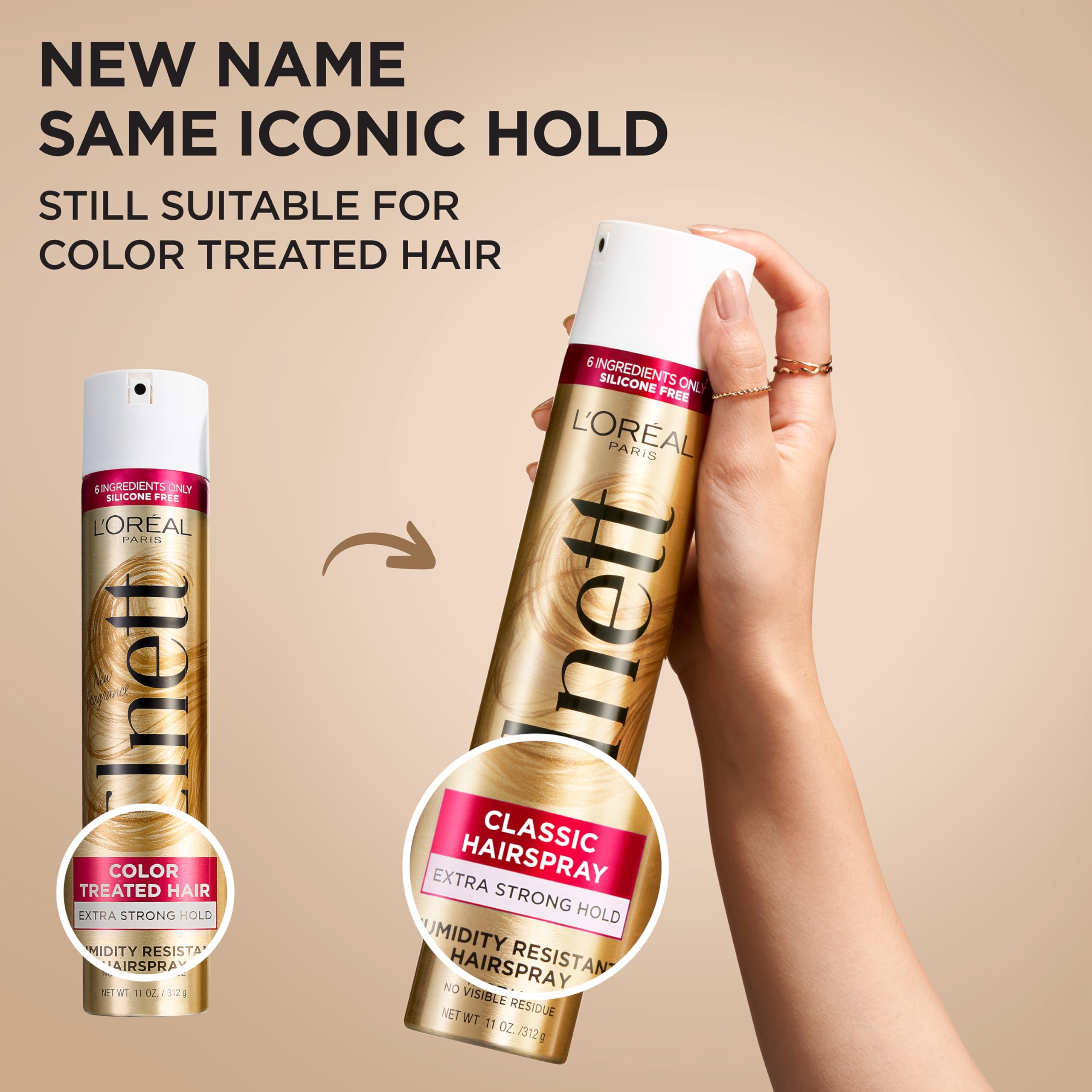 L'Oreal Paris Elnett Satin Extra Strong Hold Color Treated Classic Hairspray, 11 oz