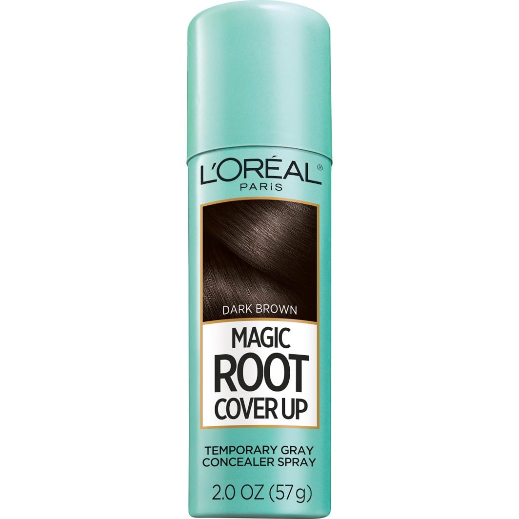L'Oreal Paris Root Cover Up Temporary Gray Concealer Spray, Hair Color Spray with Filling & Thickening Coverage, Dark Brown, Packaging May Vary
