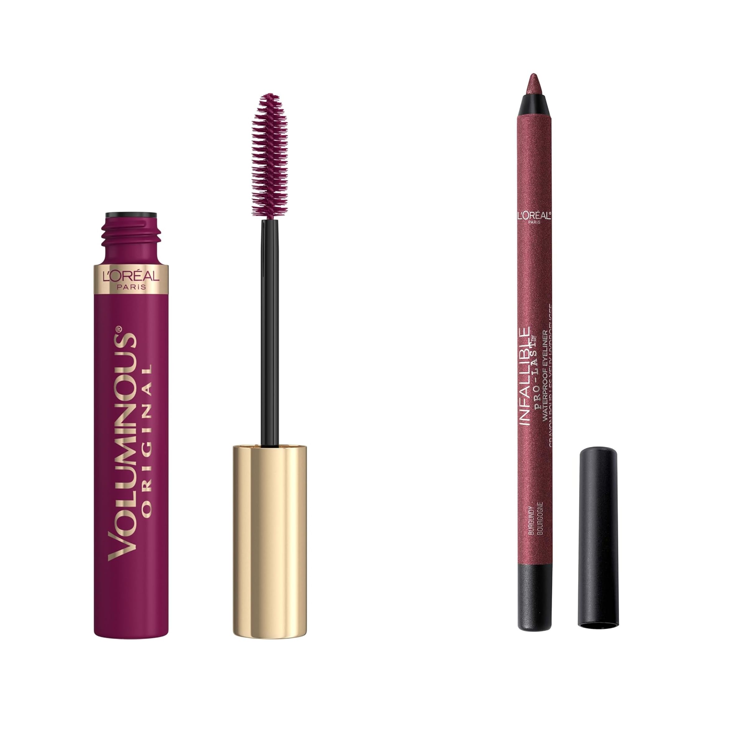 L’Oréal Paris Makeup Bundle, Includes Voluminous Original Deep Burgundy Mascara and Infallible Pro-Last Pencil Burgundy Eyeliner, 1 Eye Makeup Set