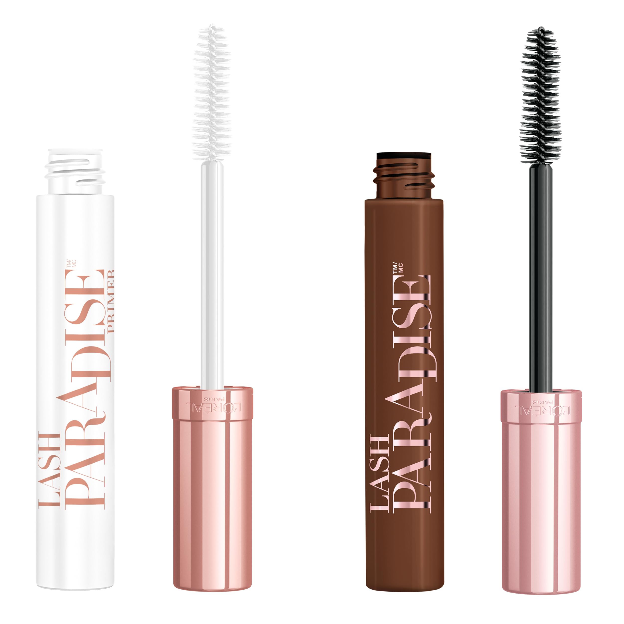 L’Oréal Paris Makeup Voluminous Lash Paradise Mascara Primer in Millennial Pink + Makeup Voluminous Lash Paradise Mascara in Latte Brown