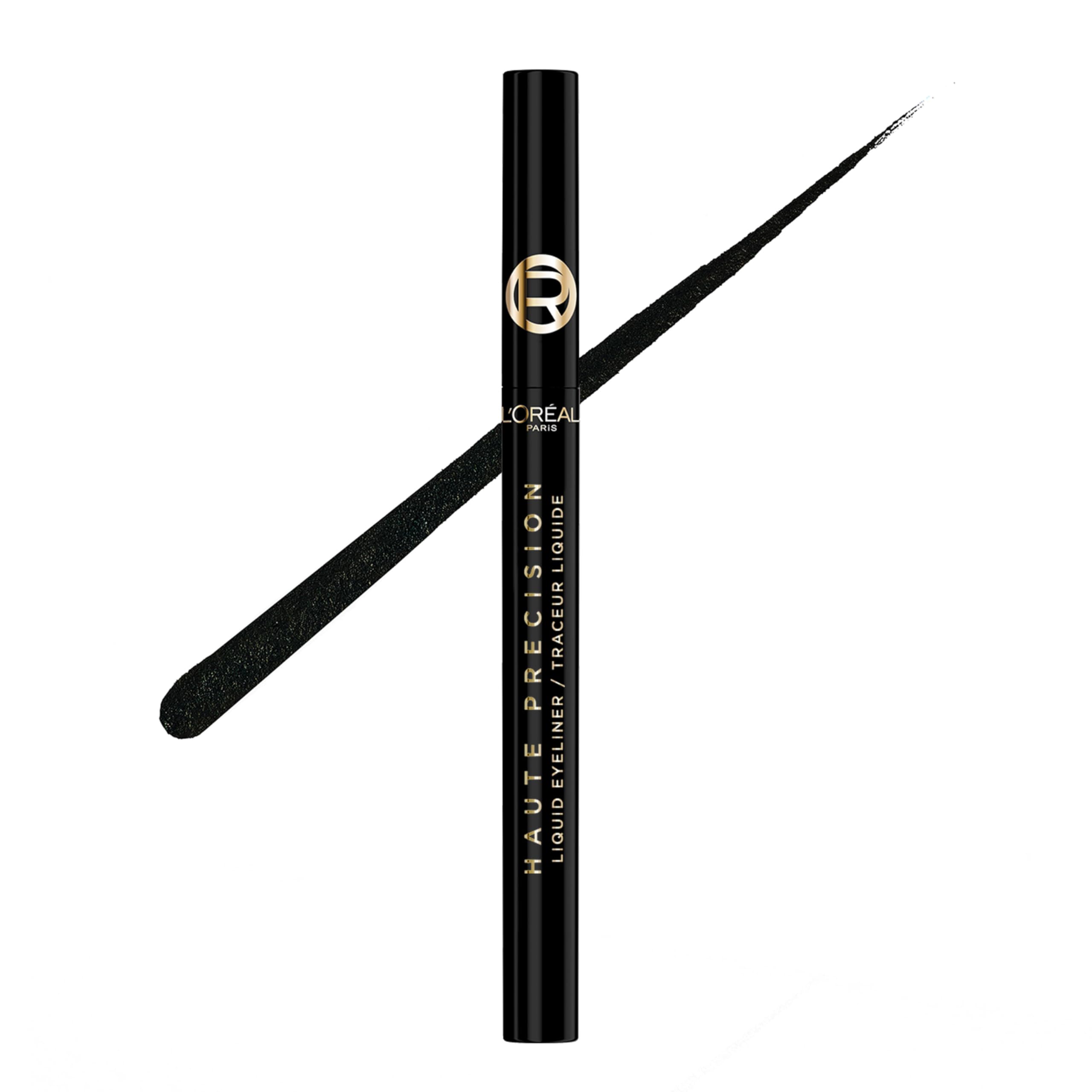 L'Oreal Paris Haute Precision Waterproof Liquid Eyeliner, Smudge-Proof Eye Liner with Micro-Tip, for up to 28HR Eye Makeup Wear, 010 Black Silk