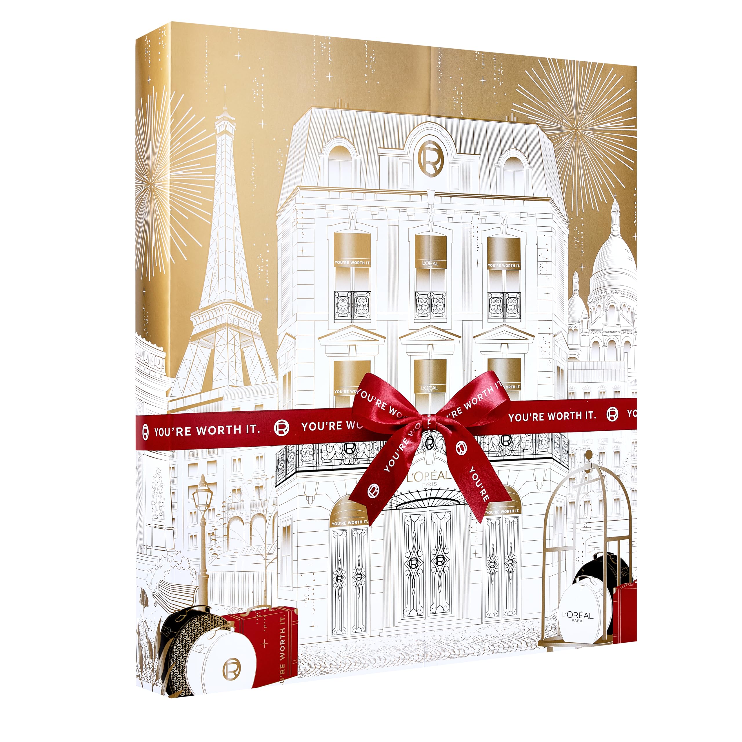 L'Oreal Paris 24 Day Beauty Advent Calendar 2025, Holiday Gift Set Includes Deluxe-Sized and Miniature Makeup, Skincare and Haircare Products