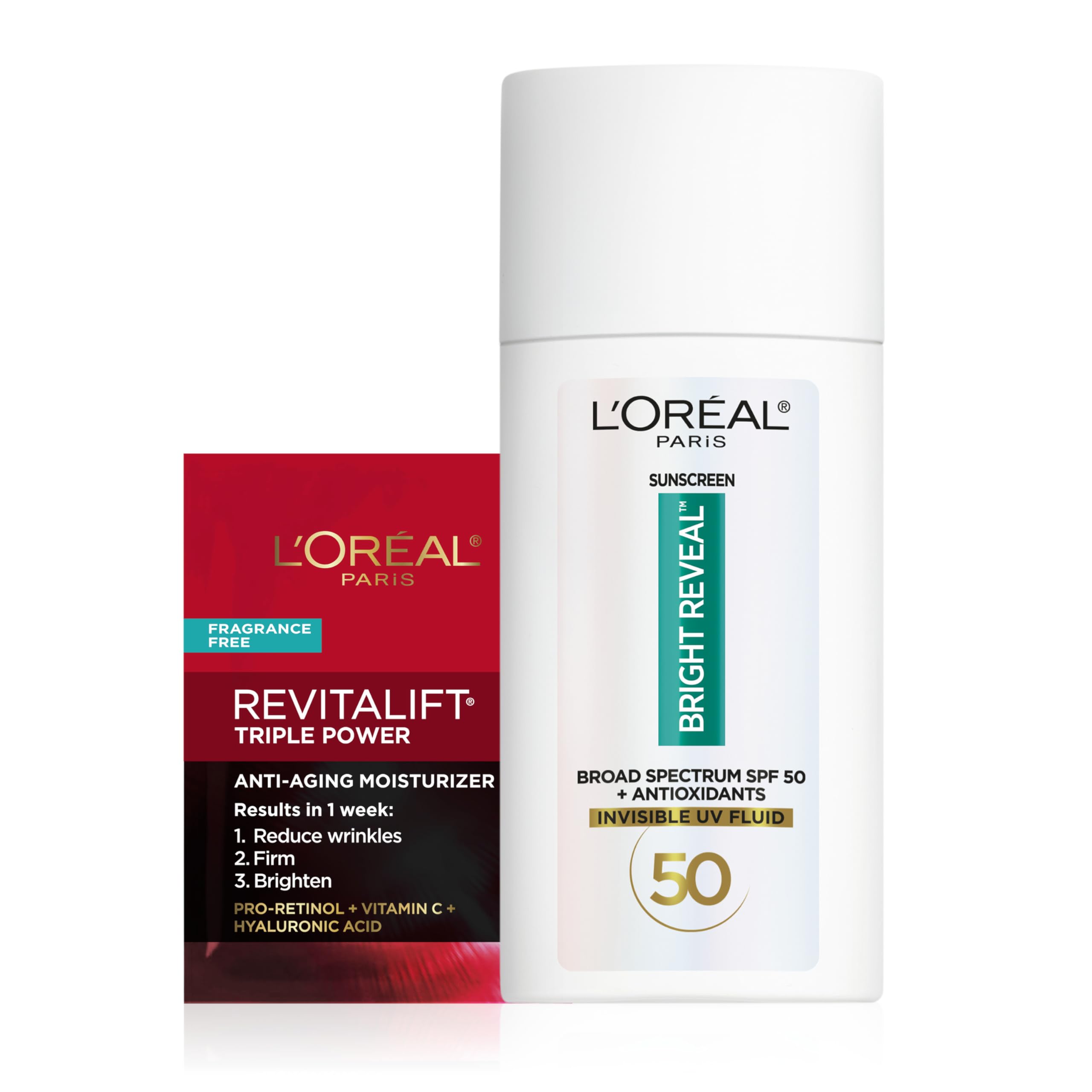 L'Oreal Paris Bright Reveal Broad Spectrum Daily SPF 50 UV Lotion, 1.7 fl oz + Moisturizer Sample