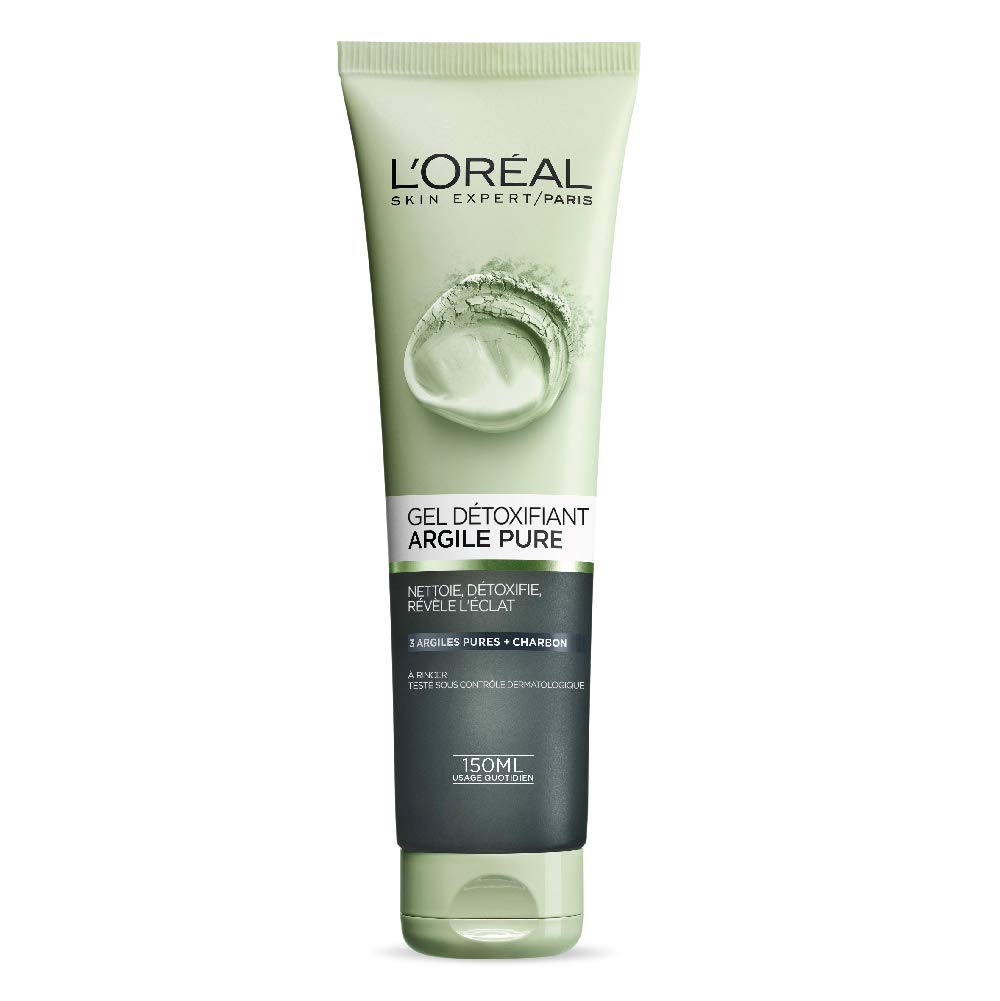 L'Oreal Paris Skincare Pure-Clay Facial Cleanser with Charcoal for Dull and Tired Skin to Detox and Brighten, Face Wash for All Skin Types, 4.4 fl; oz.
