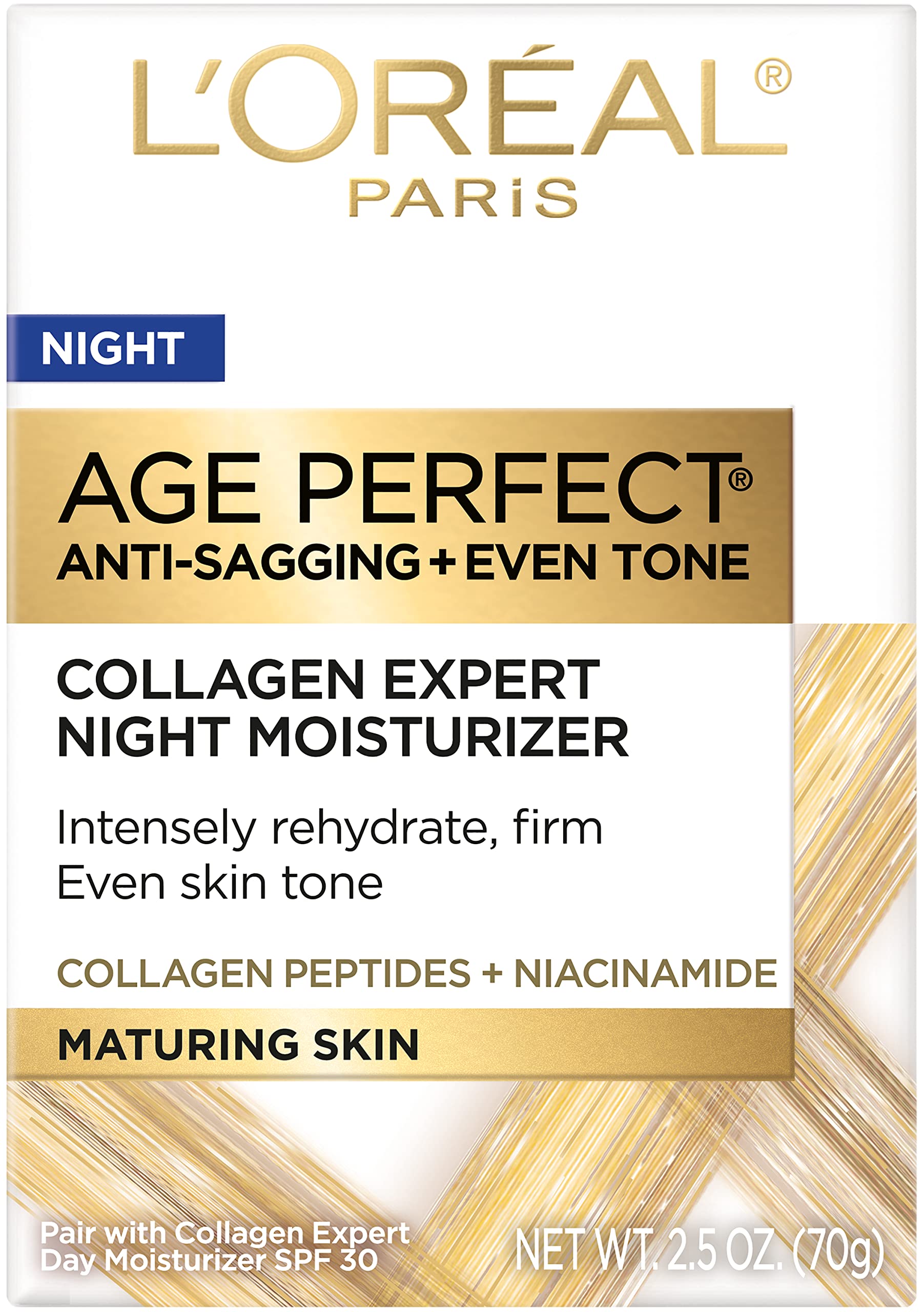 L'Oreal Paris Age Perfect Collagen Expert Anti-Aging, Anti-Wrinkle Night Moisturizer 2.5 oz