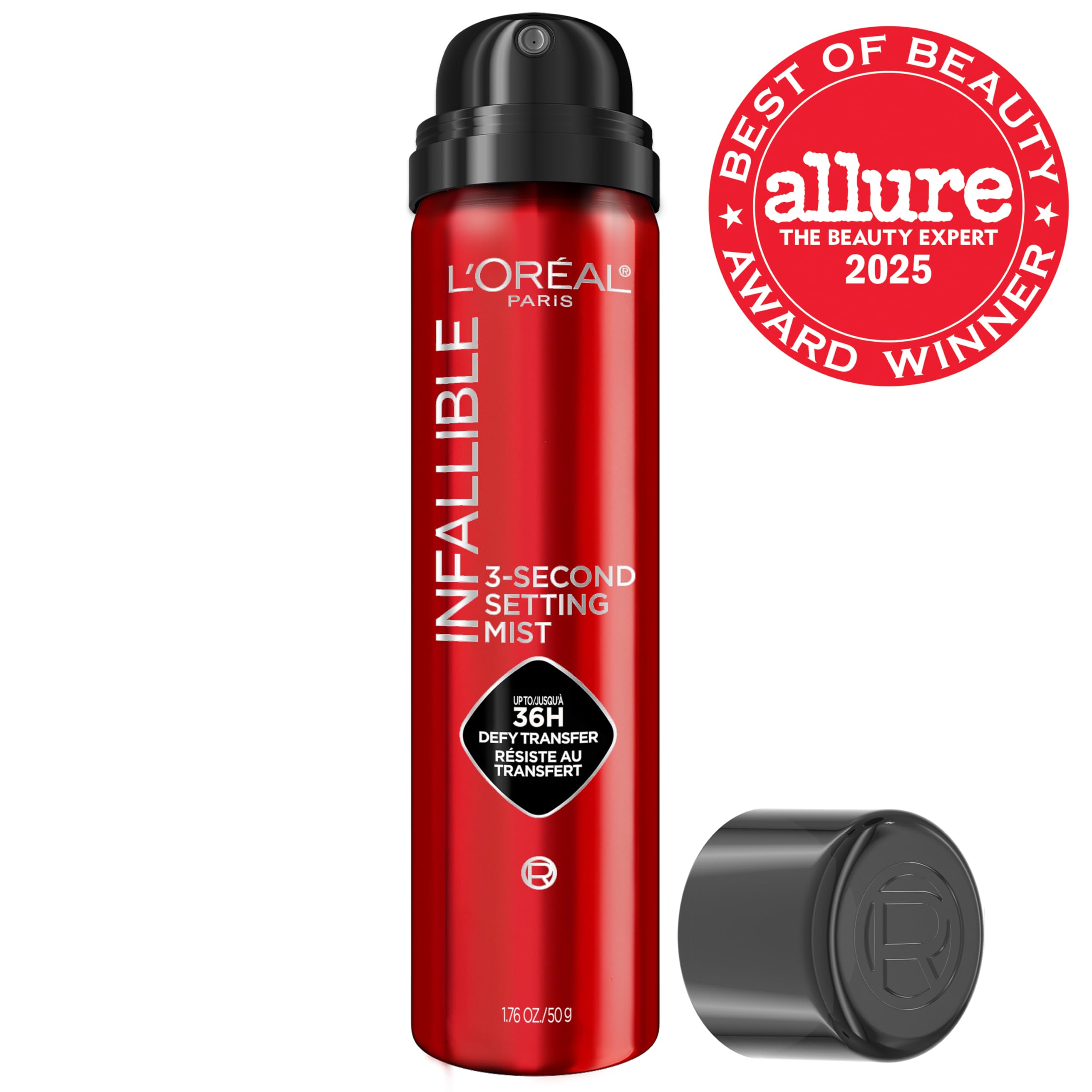 L'Oreal Paris Infallible 3-Second Setting Spray Mist, Microfine Mist for up to 36HR Wear, Clear, 1.76 oz
