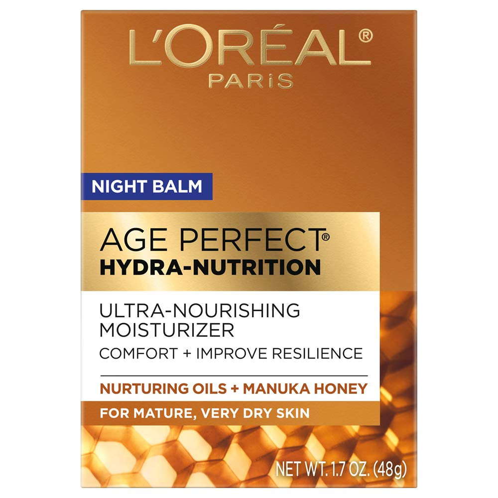 L'Oreal Paris Skincare Age Perfect Hydra Nutrition Ultra Nourishing Honey Night Balm, Face Moisturizer to Comfort, Improve Resilience on Dry Skin, Manuka Honey and Nurturing Oils, 1.7 oz.